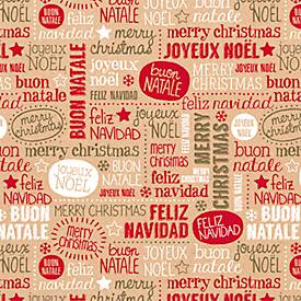 Geschenkpapier Clairefontaine Weihnachten, 1 Rolle mit L 50 m x B 700 mm, 1-seitig bedruckt, Kraftpapier, braun-rot