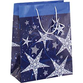 Geschenktasche Sigel Shining Stars, für Weihnachten, große Ausführung, 5 Stück , Glanzlackierung, B 260 x T 120 x H 330 