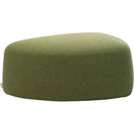 Gestoffeerd meubilair Leyform GOGO Pouf, medium, ovaal, B 980 x D 910 x H 390 mm, met glijders, stoffen bekleding, mosgroen