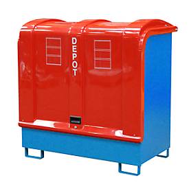 Gevaarlijke stoffen depot type GD-B BAUER, staal, L 1460 x B 830 x H 1460 mm, carterinhoud 220 liter, lichtblauw RAL 5012