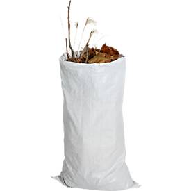 Gewebesack, bis 50 kg, extrem reißfest, Öffnung oben, mit Kopfsaum, B 750 x H 1250 mm, Polypropylen unbeschichtet, weiß, 10 Stück