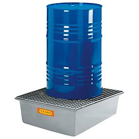 GFK-Auffangwanne 220/1 CEMO, 210 l Auffangvolumen, B 850 x T x 850 x H 400 mm, mit verzinktem Gitterrost