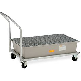 GFK-Auffangwanne 220/2-mobil CEMO, fahrbar, 220 l Auffangvolumen, B 1520 x T 860 x H 1080 mm