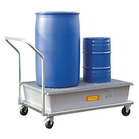 GFK-Auffangwanne 220/2-mobil CEMO, fahrbar, 220 l Auffangvolumen, B 1520 x T 860 x H 1080 mm