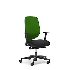Giroflex Bürostuhl 353, mit Armlehnen, Auto-Synchronmechanik, Muldensitz, grün/schwarz