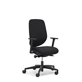 Giroflex Bürostuhl 353, mit Armlehnen, Auto-Synchronmechanik, Muldensitz, schwarz/schwarz