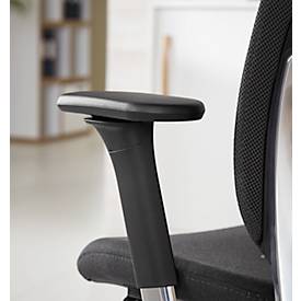 Giroflex Bürostuhl 40, mit Armlehnen, Synchronmechanik, Muldensitz, Lordosen- & Kopfstütze, schwarz/alusilber