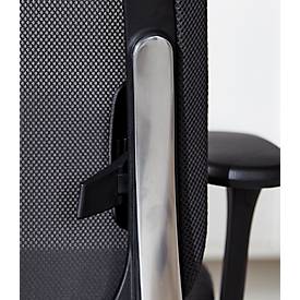 Giroflex Bürostuhl 40, mit Armlehnen, Synchronmechanik, Muldensitz, Lordosen- & Kopfstütze, schwarz/alusilber