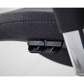 Giroflex Bürostuhl 40, mit Armlehnen, Synchronmechanik, Muldensitz, Lordosen- & Kopfstütze, schwarz/alusilber