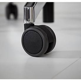 Giroflex Bürostuhl 40, mit Armlehnen, Synchronmechanik, Muldensitz, Lordosen- & Kopfstütze, schwarz/alusilber