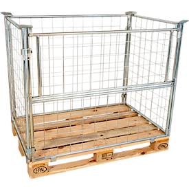 Gitteraufsatzrahmen, für Europaletten, Nutzlast bis 800 kg, Öffnungsklappe, stapelbar, L 1200 x B 800 x H 1000 mm, Stahl, galvanisch blau verzinkt