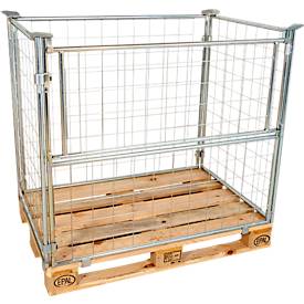 Gitteraufsatzrahmen, für Europaletten, Nutzlast bis 800 kg, Öffnungsklappe, stapelbar, L 1200 x B 800 x H 1200 mm, Stahl, galvanisch blau verzinkt