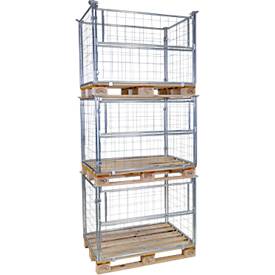 Gitteraufsatzrahmen, für Europaletten, Nutzlast bis 800 kg, Öffnungsklappe, stapelbar, L 1200 x B 800 x H 1200 mm, Stahl, galvanisch blau verzinkt