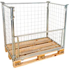 Gitteraufsatzrahmen, für Europaletten, Nutzlast bis 800 kg, Öffnungsklappe, stapelbar, L 1200 x B 800 x H 1200 mm, Stahl, galvanisch blau verzinkt