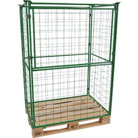 Gitteraufsatzrahmen, für Europaletten, Nutzlast bis 800 kg, Öffnungsklappe, stapelbar, L 1200 x B 800 x H 1600 mm, Stahl, maigrün RAL 6017