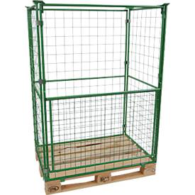 Gitteraufsatzrahmen, für Europaletten, Nutzlast bis 800 kg, Öffnungsklappe, stapelbar, L 1200 x B 800 x H 1600 mm, Stahl, maigrün RAL 6017