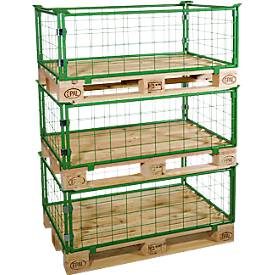 Gitteraufsatzrahmen, für Europaletten, Nutzlast bis 800 kg, Öffnungsklappe, stapelbar, L 1200 x B 800 x H 400 mm, Stahl, maigrün RAL 6017