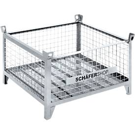 Gitterbehälter Schäfer Shop Select, mit festen Wänden, B 1000 x T 800 x H 605 mm, feuerverzinkt, Traglast bis 1000 kg