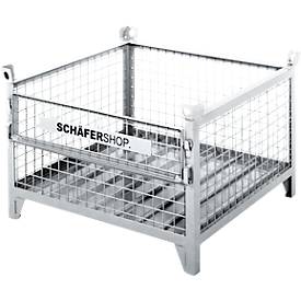 Gitterbehälter Schäfer Shop Select, mit halbklappbarer Wand, B 1000 x T 800 x H 605 mm, feuerverzinkt, Traglast bis 1000 kg