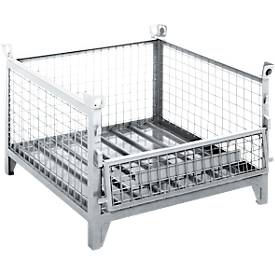 Gitterbehälter Schäfer Shop Select, mit halbklappbarer Wand, B 1000 x T 800 x H 605 mm, feuerverzinkt, Traglast bis 1000 kg