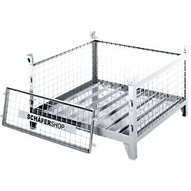 Gitterbehälter Schäfer Shop Select, mit herausnehmbarer Längswand, B 1000 x T 800 x H 525 mm, feuerverzinkt, Traglast bis 1000 kg