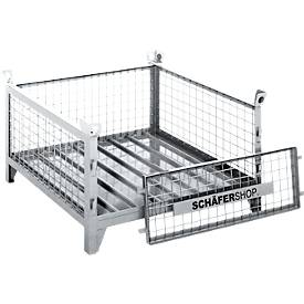 Gitterbehälter Schäfer Shop Select, mit herausnehmbarer Längswand, B 1000 x T 800 x H 525 mm, feuerverzinkt, Traglast bis 1000 kg
