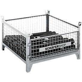 Gitterbehälter Schäfer Shop Select, mit herausnehmbarer Längswand, B 1000 x T 800 x H 525 mm, feuerverzinkt, Traglast bis 1000 kg