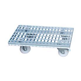 Gitterrost-Rollwagen, innerbetrieblich, verzinkt, 780 x 420 mm