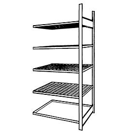 Gitterrostregal, für Gefahrstoffdepot Safe Master, halbe Breite, Böden 600 x 500 mm