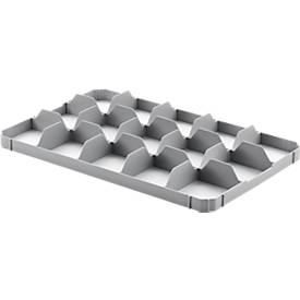 Gläsereinsatz Ringoplast, für Gläser- & Eurokästen, 3 x 5, unten, lebensmittelecht, stapelbar, B 365 x H 55 mm, Kunststoff, hellgrau