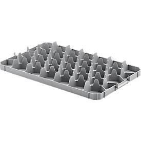 Gläsereinsatz Ringoplast, für Gläser- & Eurokästen, 33er, oben, lebensmittelecht, stapelbar, B 365 x H 55 mm, Kunststoff, hellgrau