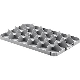 Gläsereinsatz Ringoplast, für Gläser- & Eurokästen, 4 x 6, oben, lebensmittelecht, stapelbar, B 365 x H 55 mm, Kunststoff, hellgrau