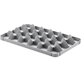 Gläsereinsatz Ringoplast, für Gläser- & Eurokästen, 4 x 6, unten, lebensmittelecht, stapelbar, B 365 x H 55 mm, Kunststoff, hellgrau
