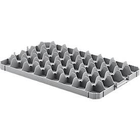 Gläsereinsatz Ringoplast, für Gläser- & Eurokästen, 5 x 8, oben, lebensmittelecht, stapelbar, B 365 x H 55 mm, Kunststoff, hellgrau