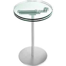 Glas-Beistelltisch, zwei drehbare Glasplatten, Höhe 535 / 565 mm