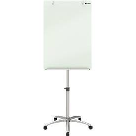 Glas-Flipchart Nobo Diamond, fahrbar, magnetisch, Arbeitsfläche aus Sicherheitsglas, 700 x 1000 mm