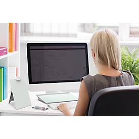 Glas-Notizboard Nobo Diamond, für Schreibtische, B 216 x T 30 x H 297 mm, mit Marker & Montagematerial, weiß