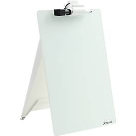 Glas-Notizboard Nobo Diamond, für Schreibtische, magnethaftend, B 216 x T 30 x H 297 mm, mit Marker & Montagematerial, weiß