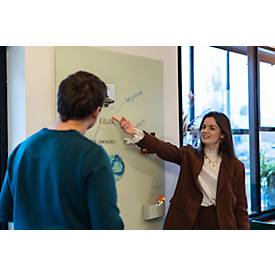 Glasboard Legamaster, mit 2 Magneten & 1 Glasboard Marker, B 1200 x T 4,4 x H 900 mm, gehärtetes Sicherheitsglas, matt, sage green