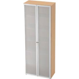 Glasdeurkast TOPAS LINE, 6 dossierhoogtes, B 800 mm, ahorn decor