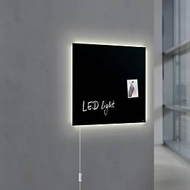 Glasmagnetboard Sigel Business artverum® LED light, 480x480 mm, beschreibbar, 3 Magnete, div. Farben