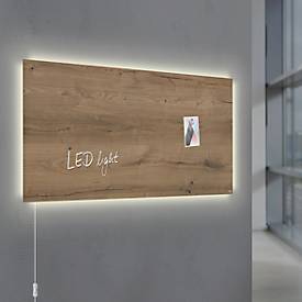 Glasmagnetboard Sigel Business artverum® LED light, Natural Wood, beschreibbar, 2 Größen