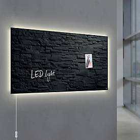 Glasmagnetboard Sigel Business artverum® LED light, Schiefer Stone, beschreibbar, 2 Größen