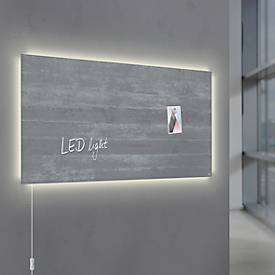 Glasmagnetboard Sigel Business artverum® LED light, Sichtbeton, beschreibbar, 2 Größen