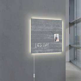 Glasmagnetboard Sigel Business artverum® LED light, Sichtbeton, beschreibbar, 2 Größen