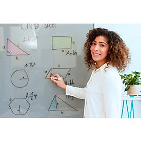 Glasmarker edding 95, für Glasoberflächen & Whiteboards, Strichbreite 1,5-3 mm, runde Spitze, 4er Set, Schwarz, Hellblau, Pink und Orange 