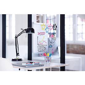 Glasmarker edding 95, für Glasoberflächen & Whiteboards, Strichbreite 1,5-3 mm, runde Spitze, 4er Set, Weiß, Gelb, Pink und Hellblau