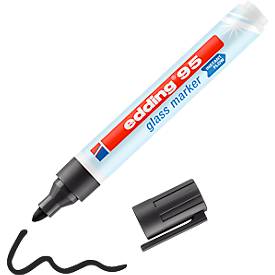 Glasmarker edding 95, für Glasoberflächen & Whiteboards, Strichbreite 1,5-3 mm, runde Spitze, schwarz