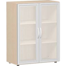 Glastürenschrank ALICANTE, 3 Ordnerhöhen, B 800 x T 420 x H 1104 mm, Ahorn-Dekor