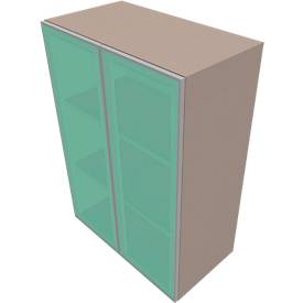 Glastürenschrank SOLUS PLAY, 3 Ordnerhöhen, grifflos, satiniert, B 800 x T 440 x H 1122 mm, Stone grey